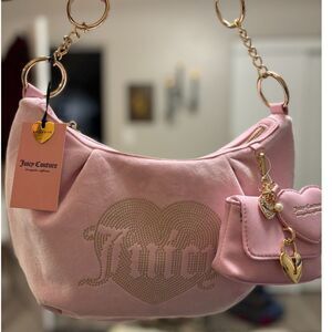 Viral Vintage Juicy Couture Queen Couture Pink Velour Hobo Bag~NWT